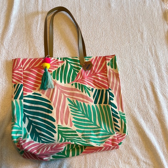 Canvas Pom-Pom Tote - Picture 1 of 5